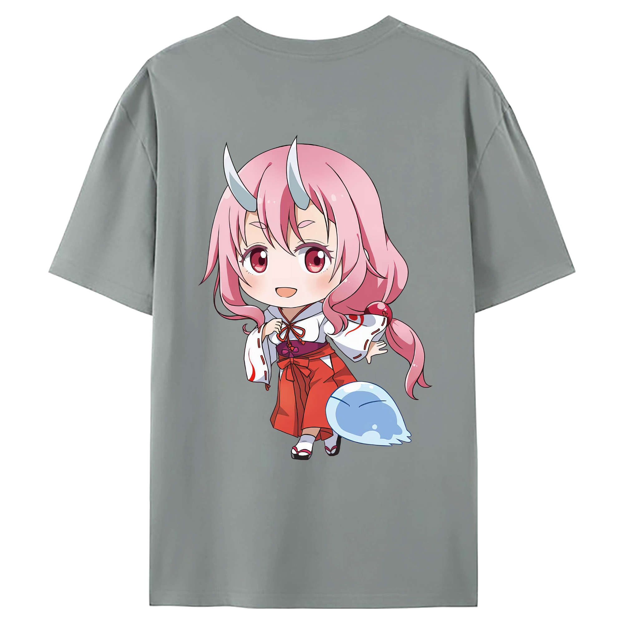 （画像用） 転スラ Regarding Reincarnated to Slime 綿100％ メンズ半袖Tシャツ（バックプリント） 通気性